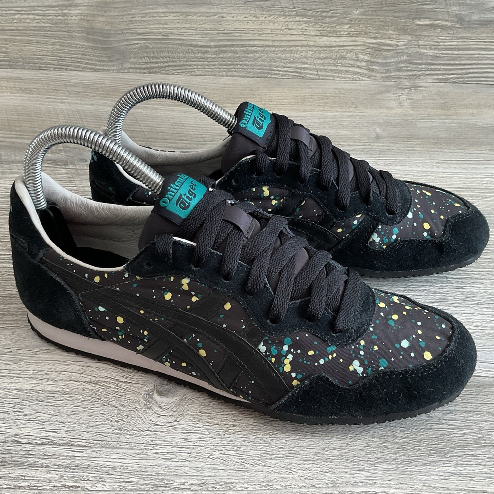 Asics Onitsuka Tiger Serrano Black D776L Black W/ Paint Spatter Women's Size 8.5